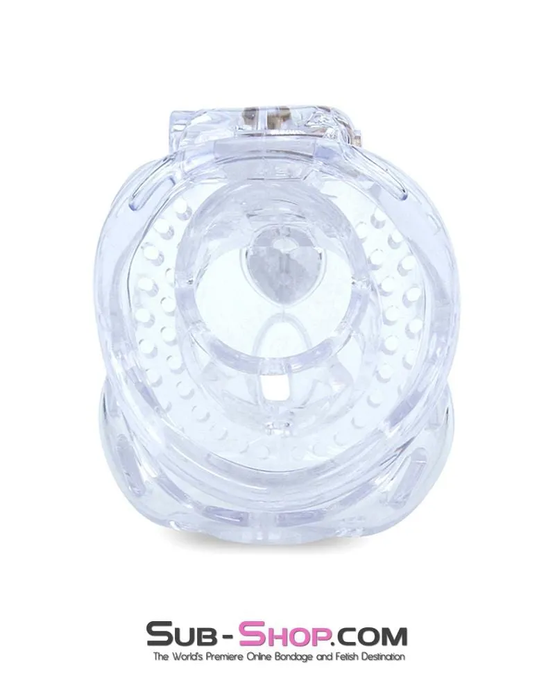 1583AR-SIS     Small Sissy Trap Dungeon Cage Clear High Security Full Coverage Male Chastity Device