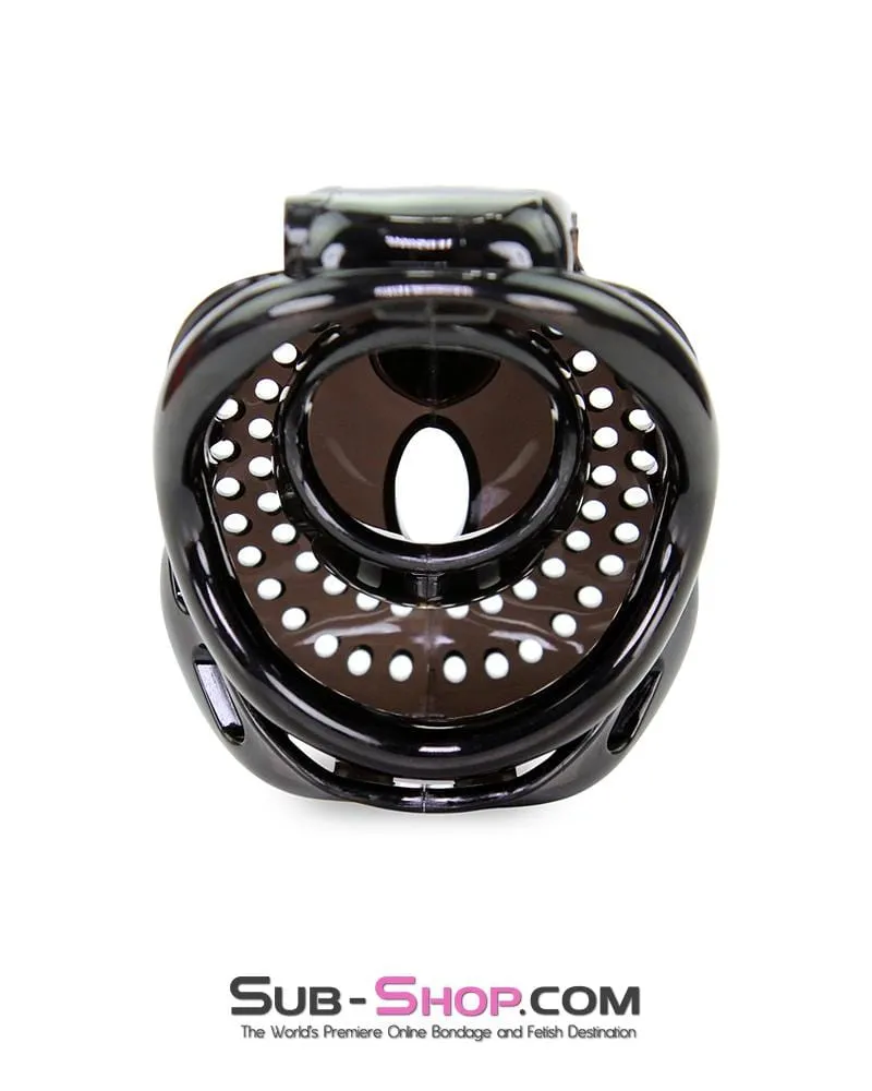 1586AR-SIS      Small Sissy Trap Dark Dungeon Cage Black High Security Full Coverage Male Chastity Device