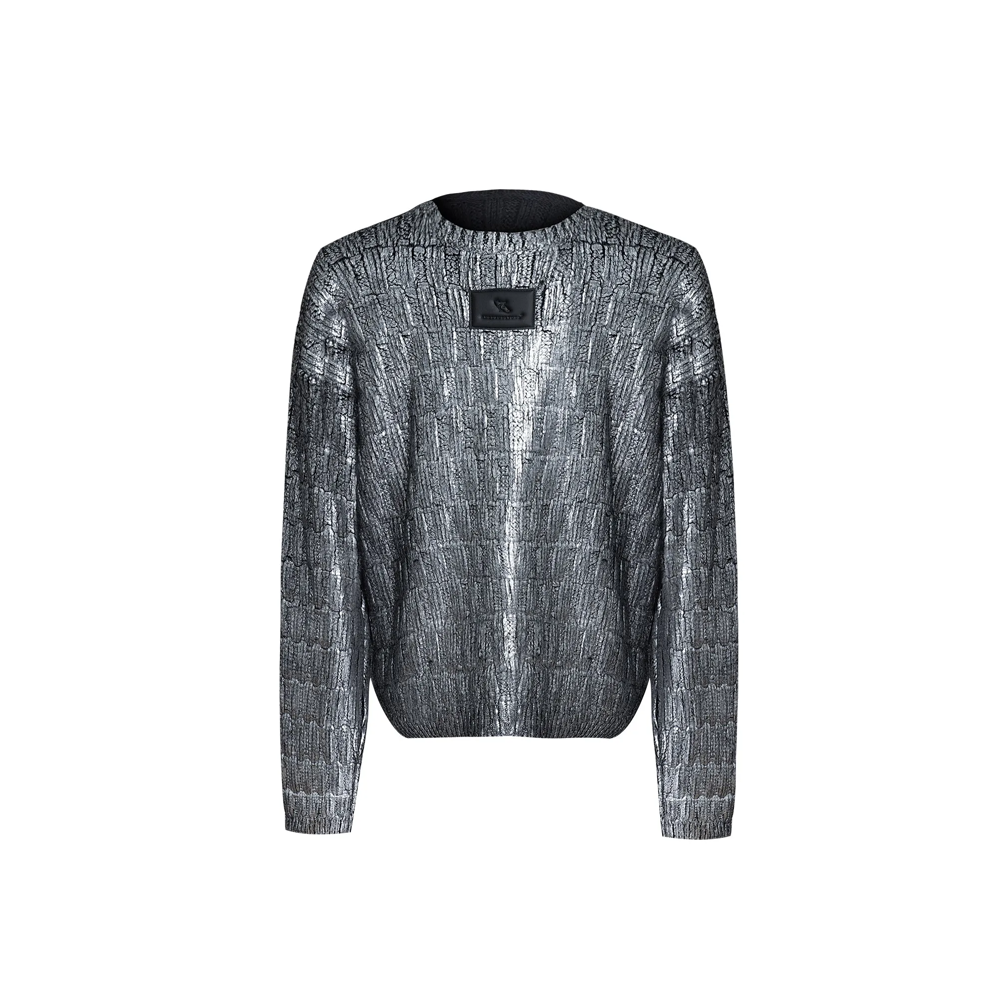 【24s Nov.】Metallic Coated Irregular Silver Texture Sweater