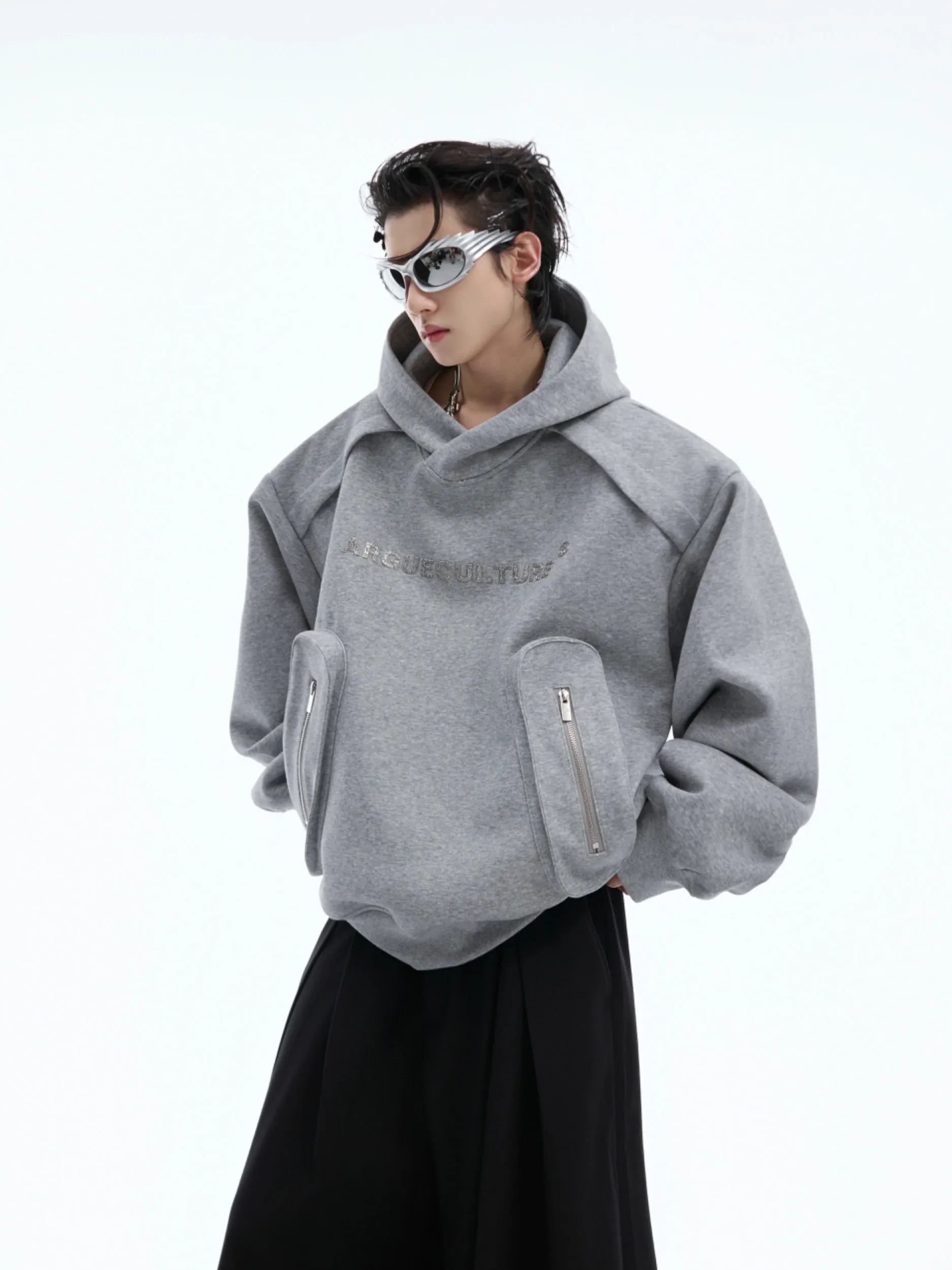 【24s Oct.】Simple Pocket Padded Shoulder Hoodie