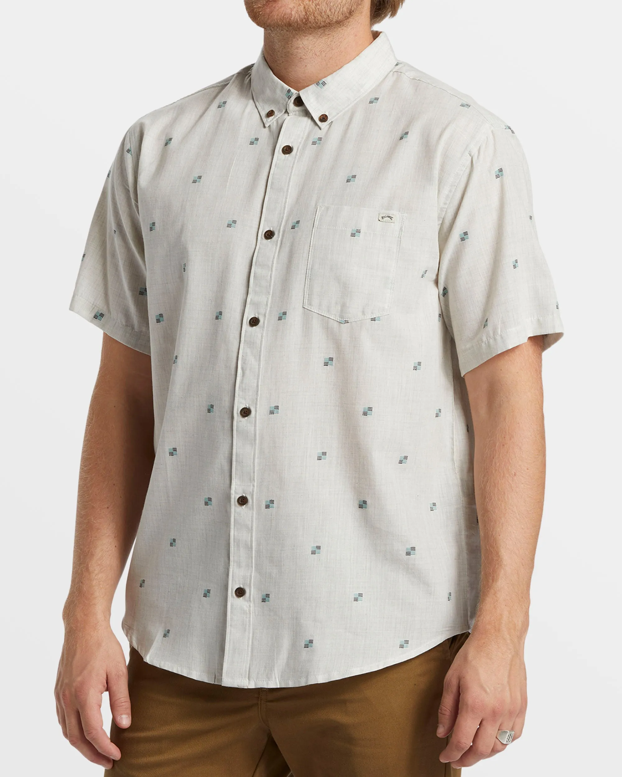 All Day Jacquard Short Sleeve Shirt - Stone