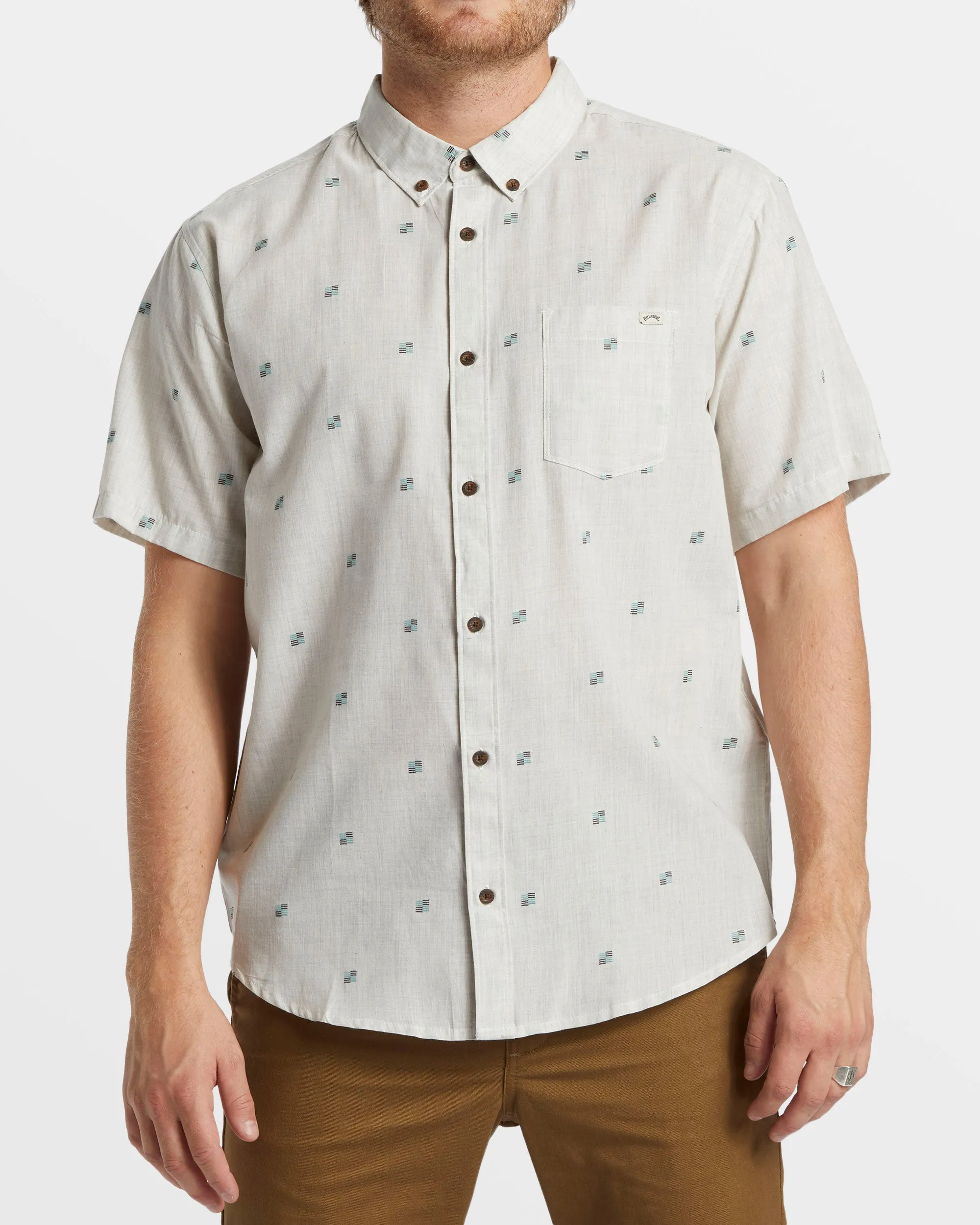 All Day Jacquard Short Sleeve Shirt - Stone