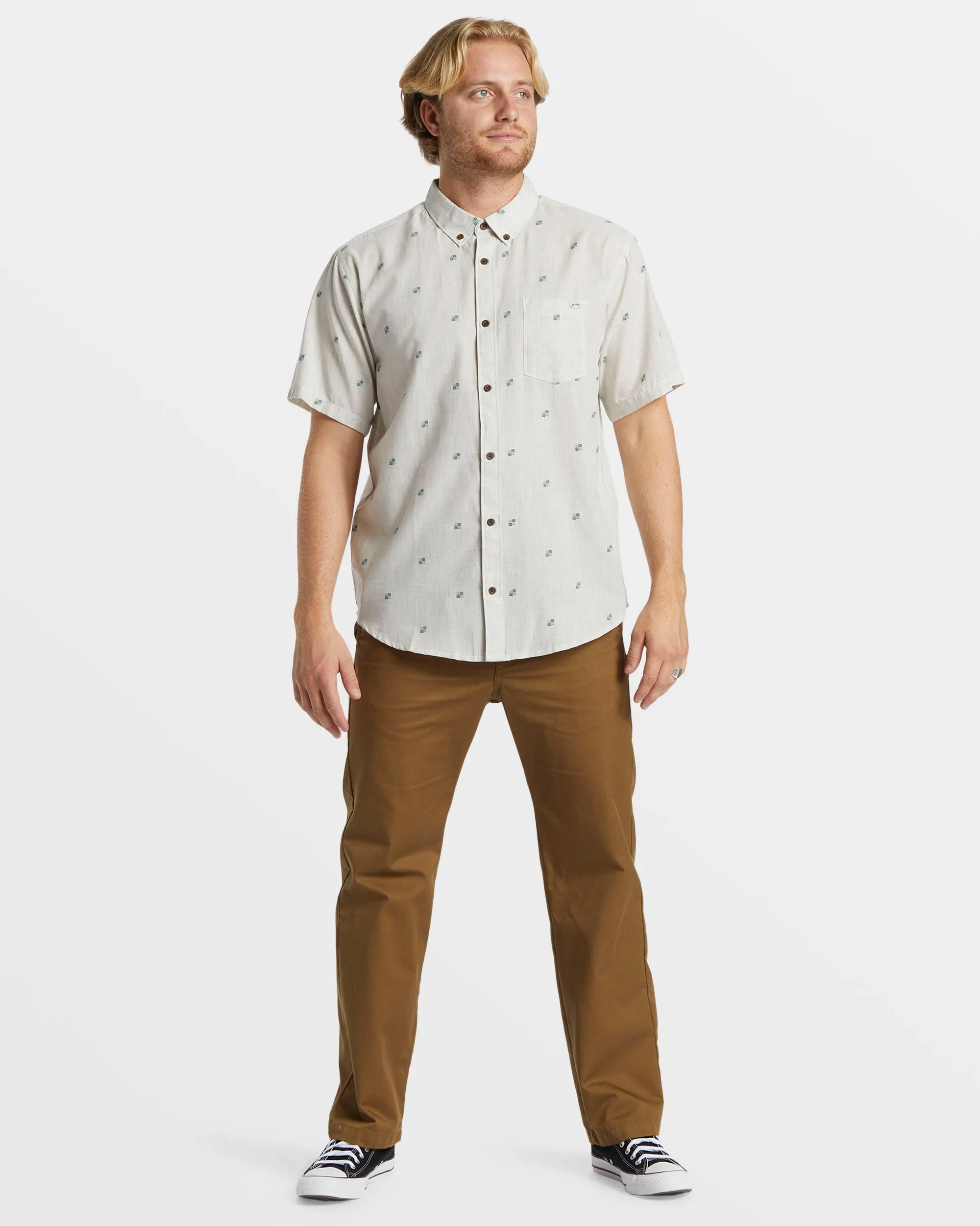 All Day Jacquard Short Sleeve Shirt - Stone