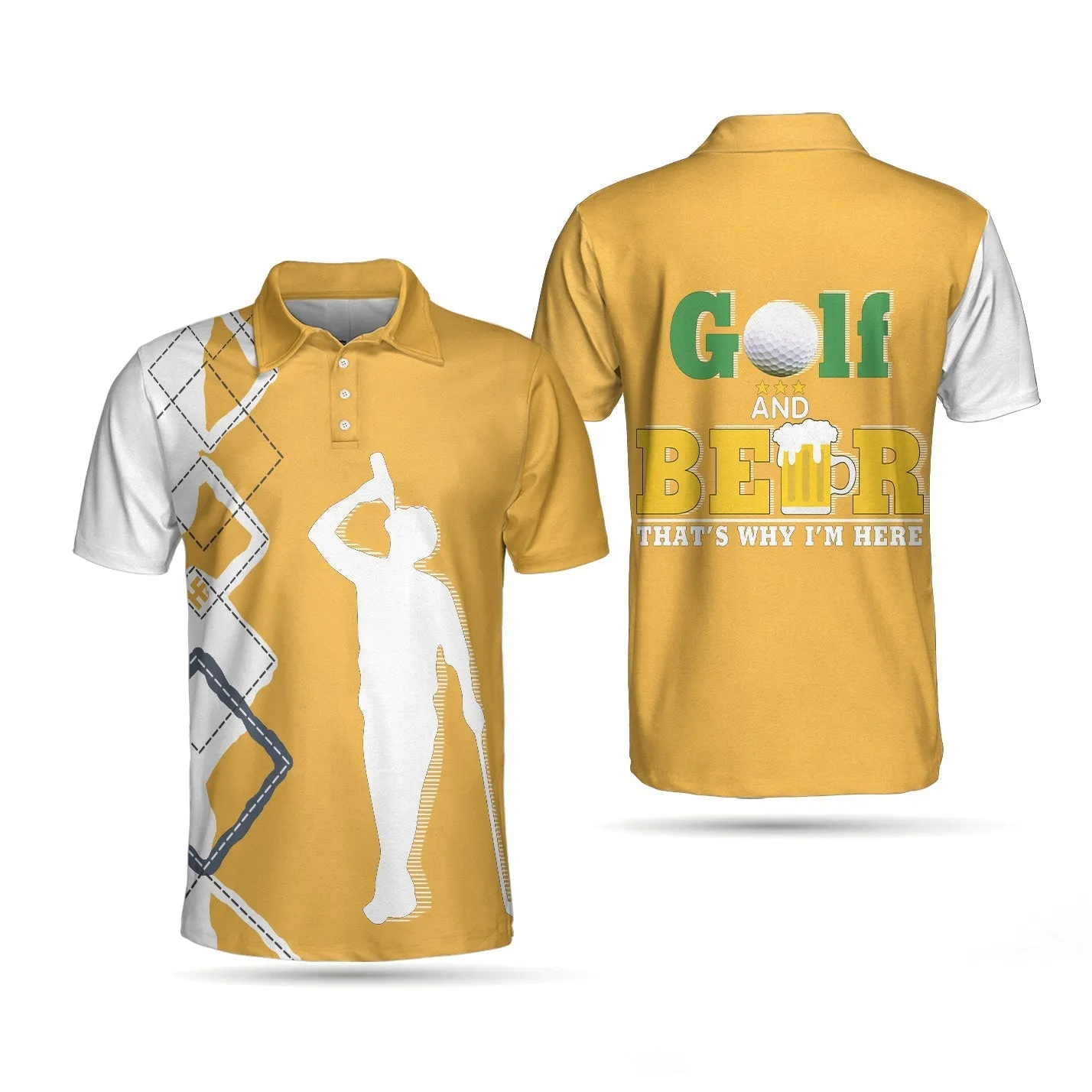 Beer And Golf Polo Shirt, That'S Why I'M Here Beer Drinking Polo Shirt, Best Golf Shirt For Men Coolspod