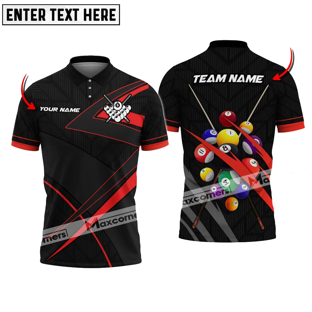 Billiard Ball Multicolor Options Personalized Name, Team Name 3D Polo Shirt, Idea Gift for Billiard Players