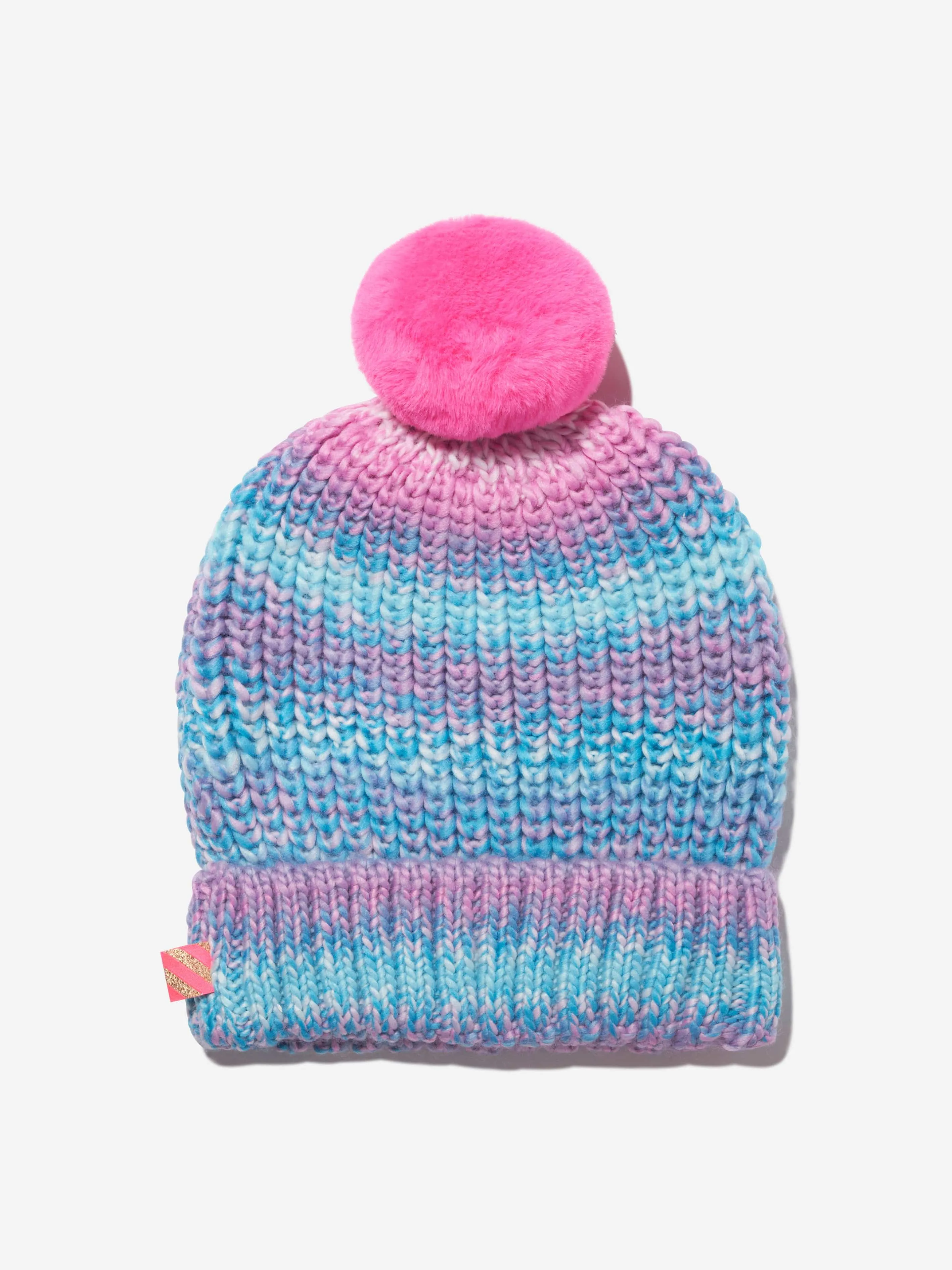 Billieblush Girls Striped Bobble Hat in Blue