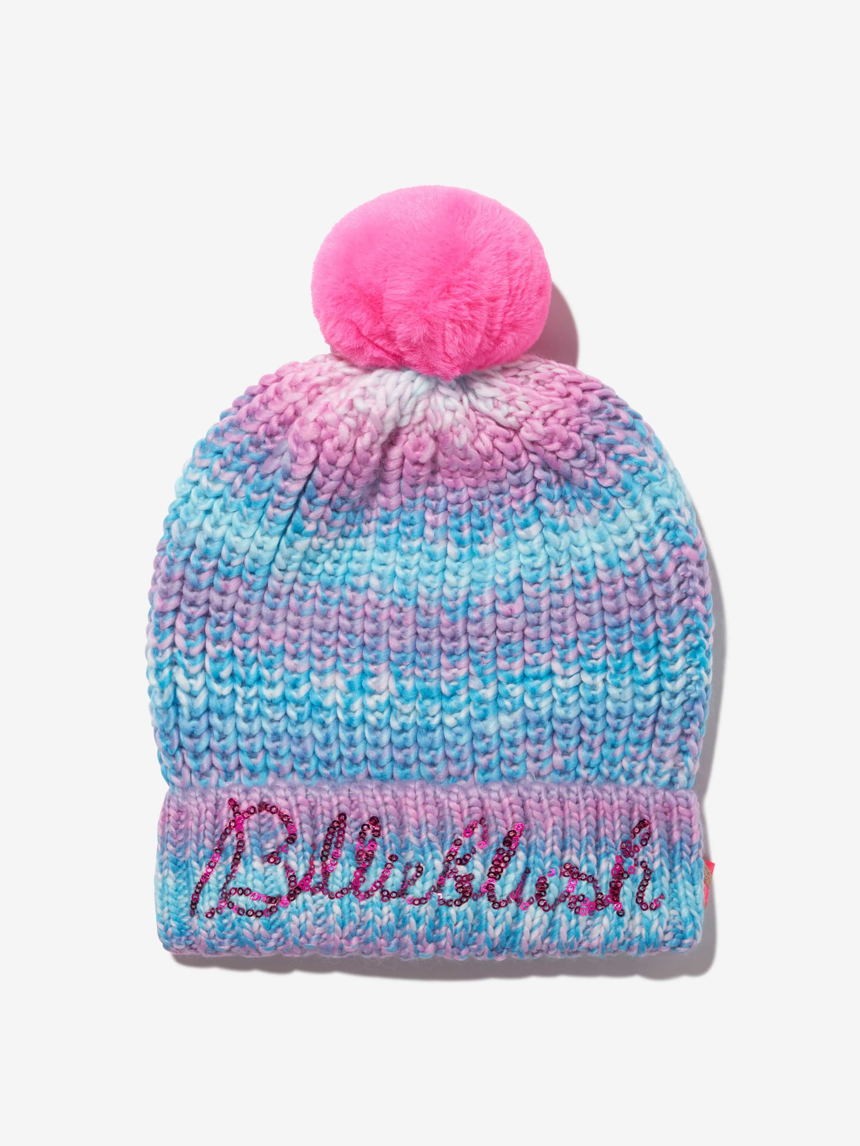 Billieblush Girls Striped Bobble Hat in Blue