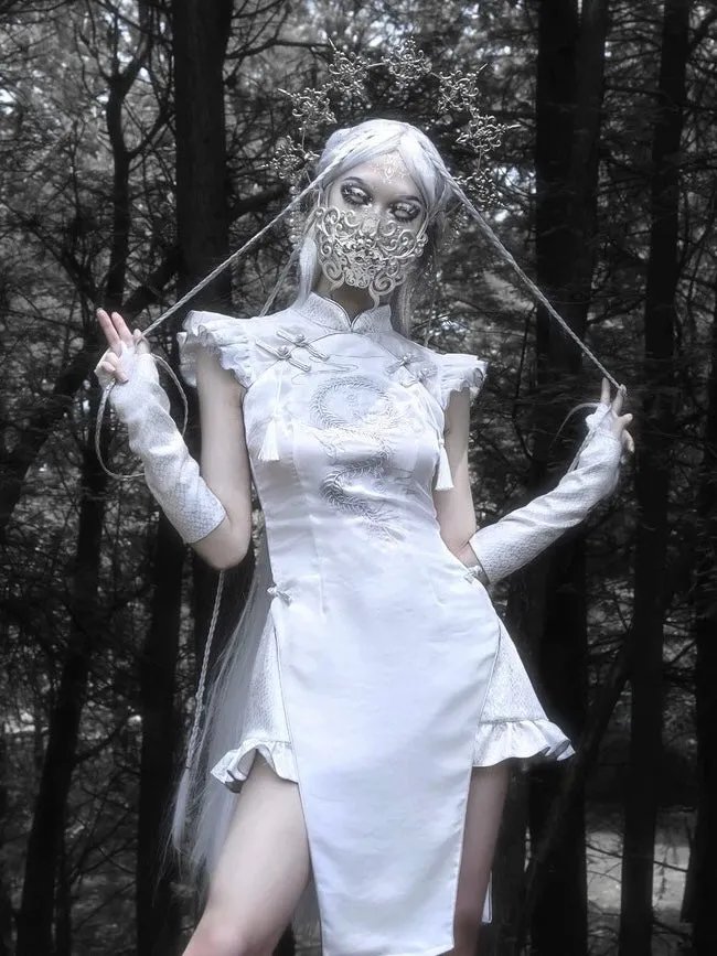 [Blood Supply] Silver Dragon With White Walker Qipao Style Mini Dress