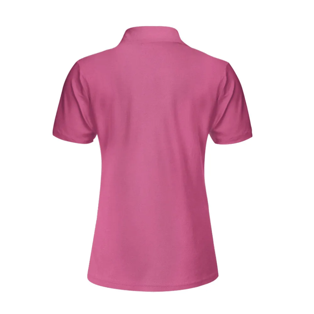 Bowling Girl Skull Short Sleeve Women Polo Shirt, Pink Skull Pattern Bowling Shirt For Bowler