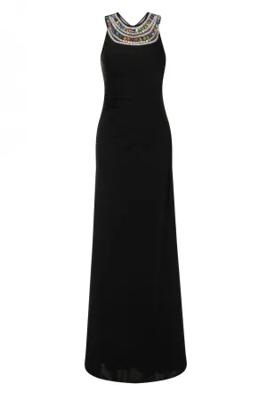 Carmen Black Jewel Mermaid Fishtail Maxi Dress