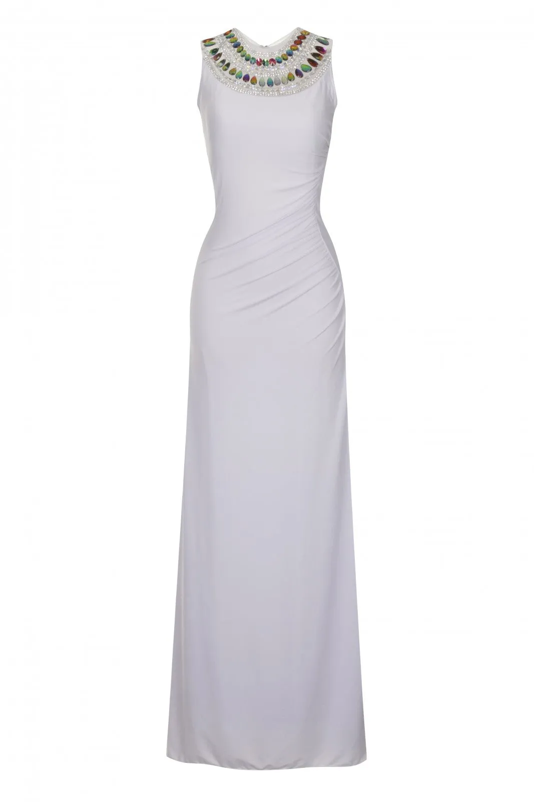 Carmen White Jewel Mermaid Fishtail Maxi Dress