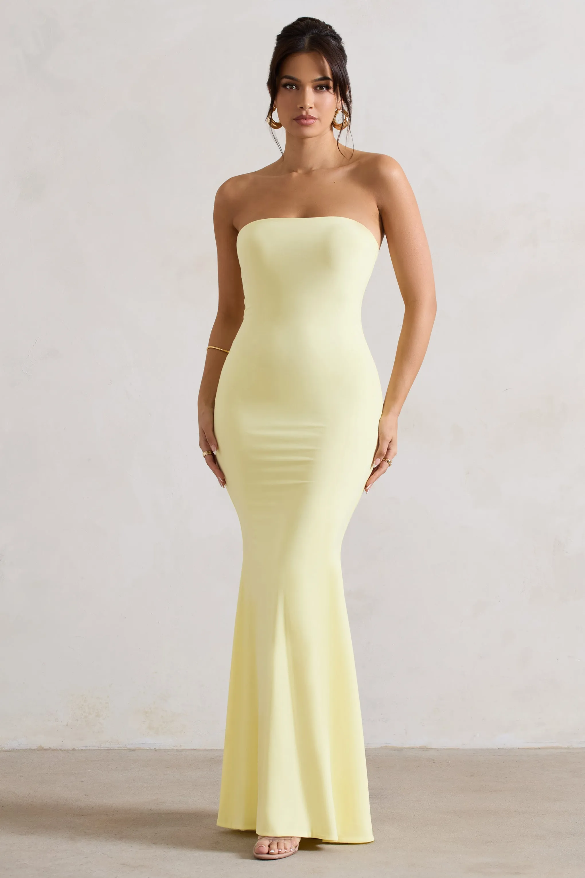 Ceremony | Lemon Bandeau Fishtail Maxi Dress