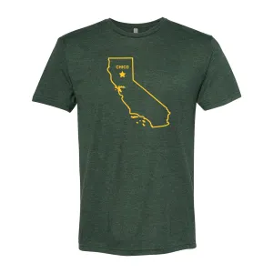 Chico CA Outline Triblend T-Shirt - Black Forest