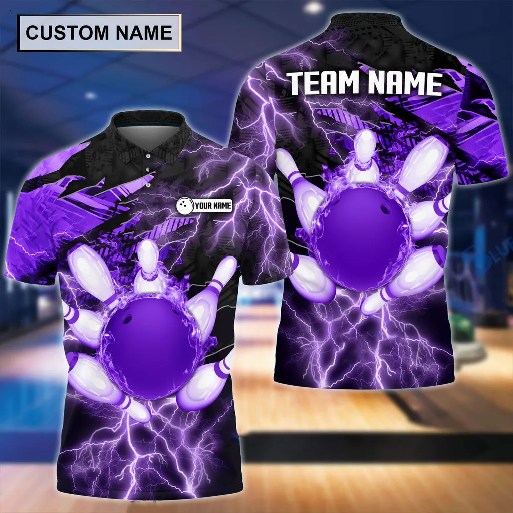 Coolspod Thunder Power Bowling And Pins Personalized Name Team Name 3D Polo Shirt, Gift for Dart Lovers