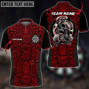 Darts Snake And Skull Pattern Multicolor Options Personalized Name, Team Name 3D Polo Shirt