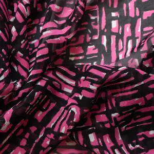 Deadstock Silk Chiffon - Abstract Pink & Black - SALE