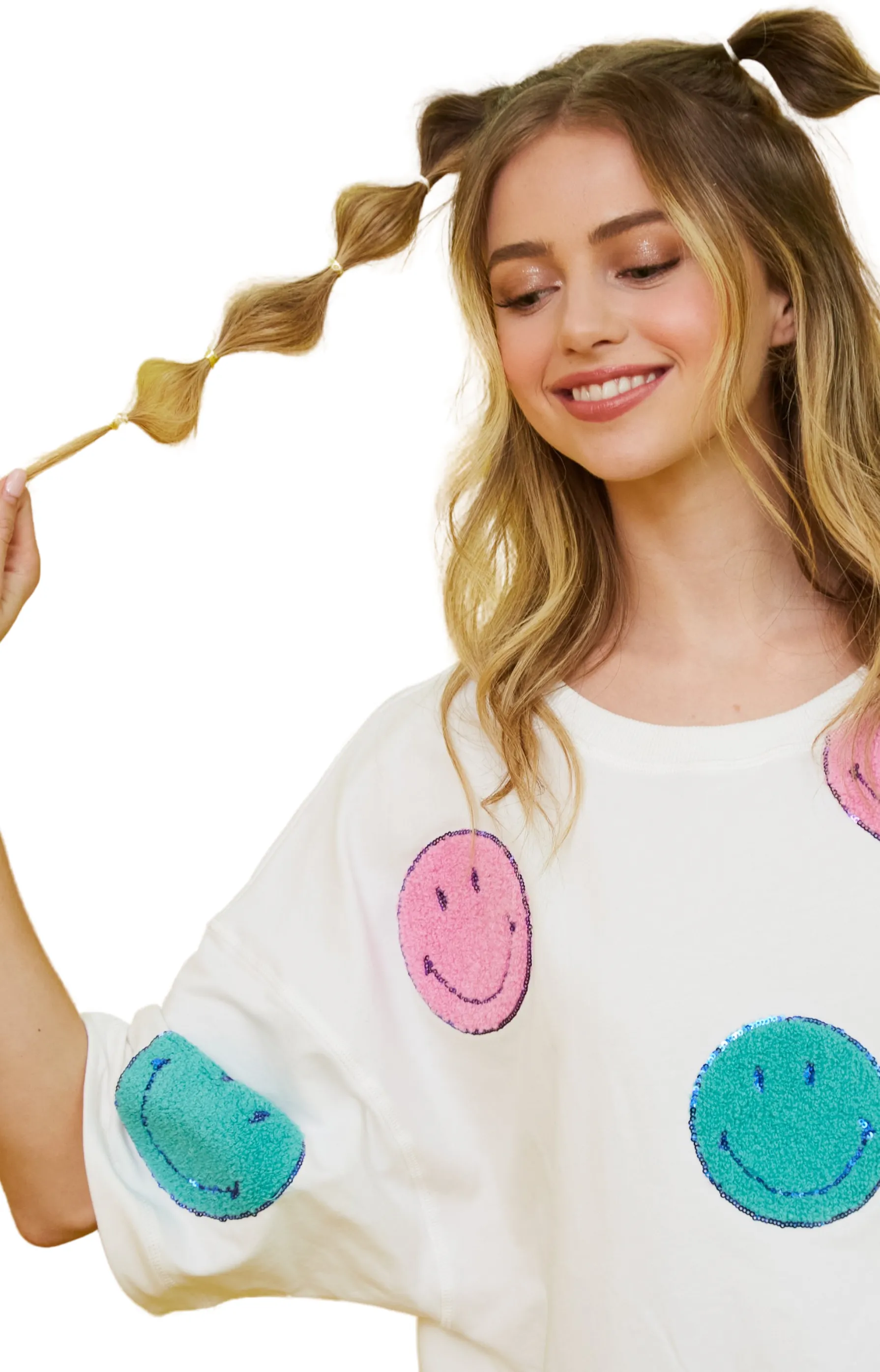 Fantastic Fawn Smiley Sequin Top