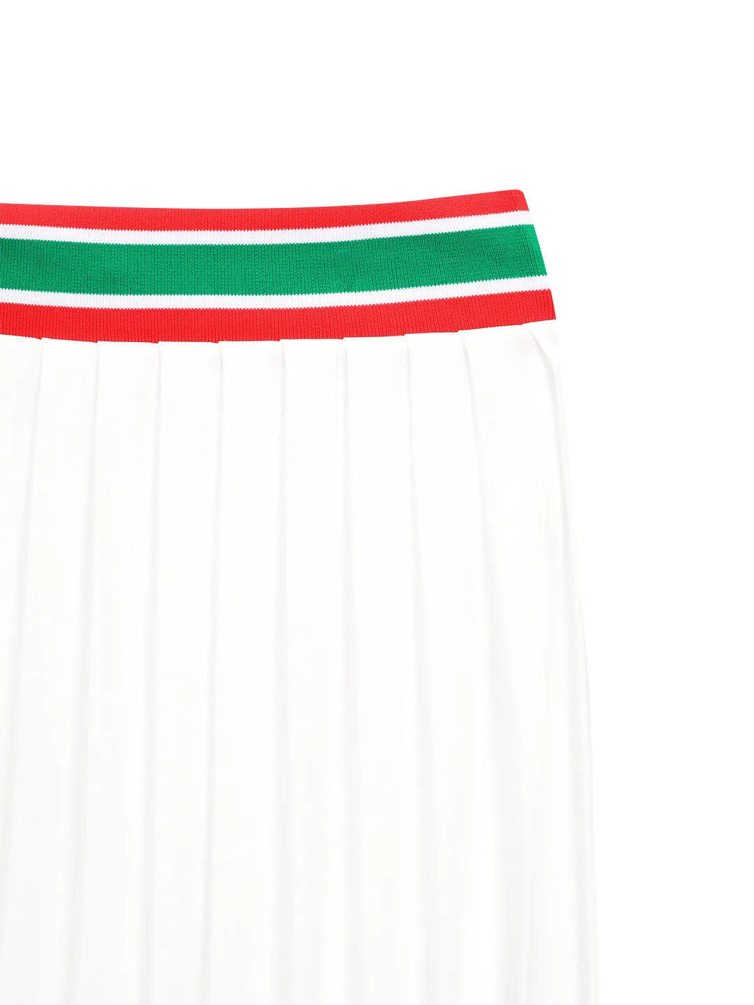 Flag Waistband Pleated Skirt- Off White