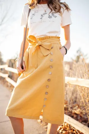 Ginger Midi Skirt in Mustard