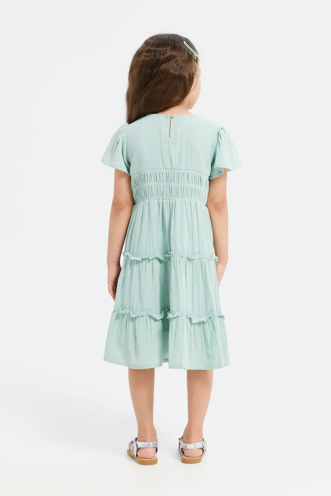 Girls Mint Tiered Dress