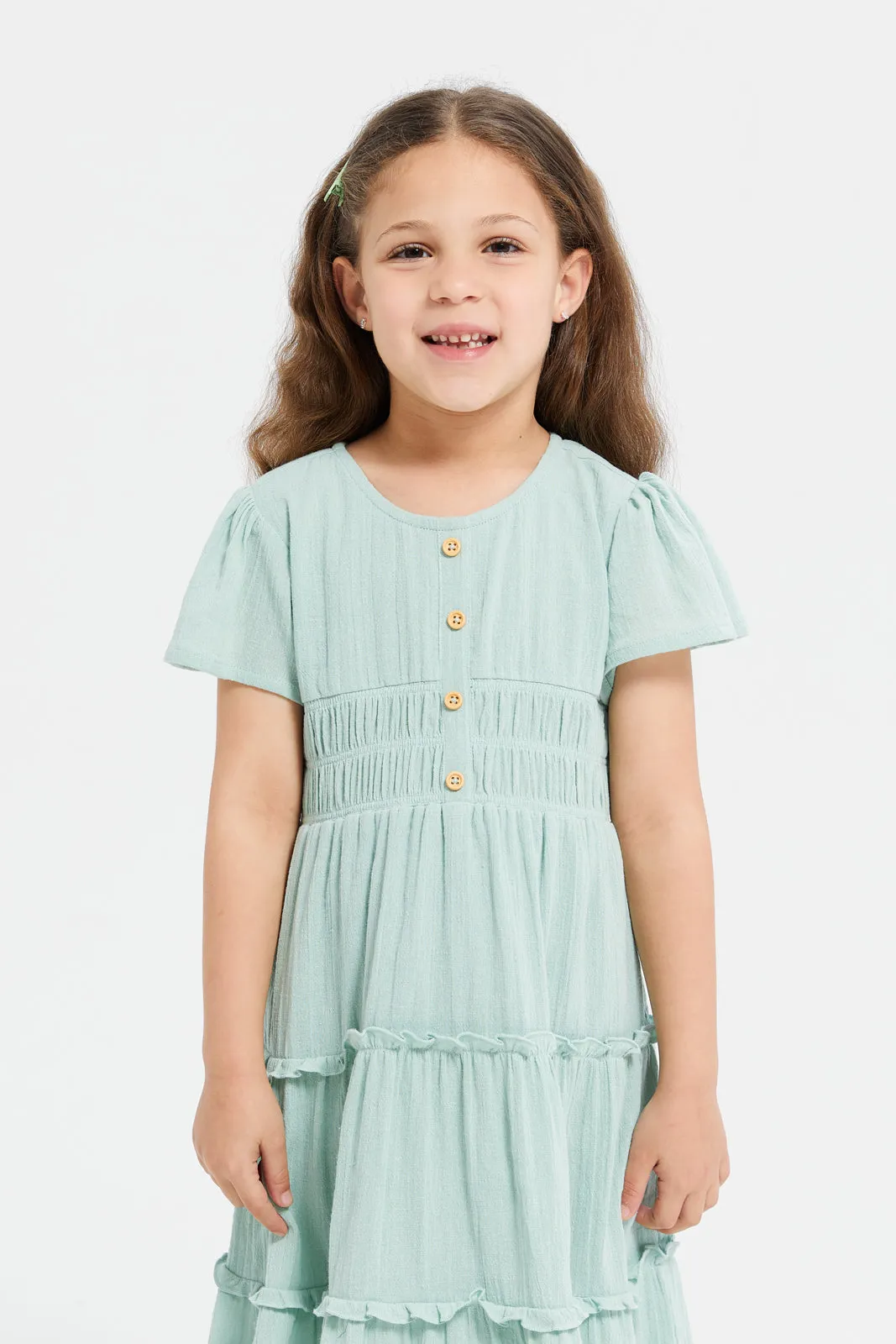 Girls Mint Tiered Dress