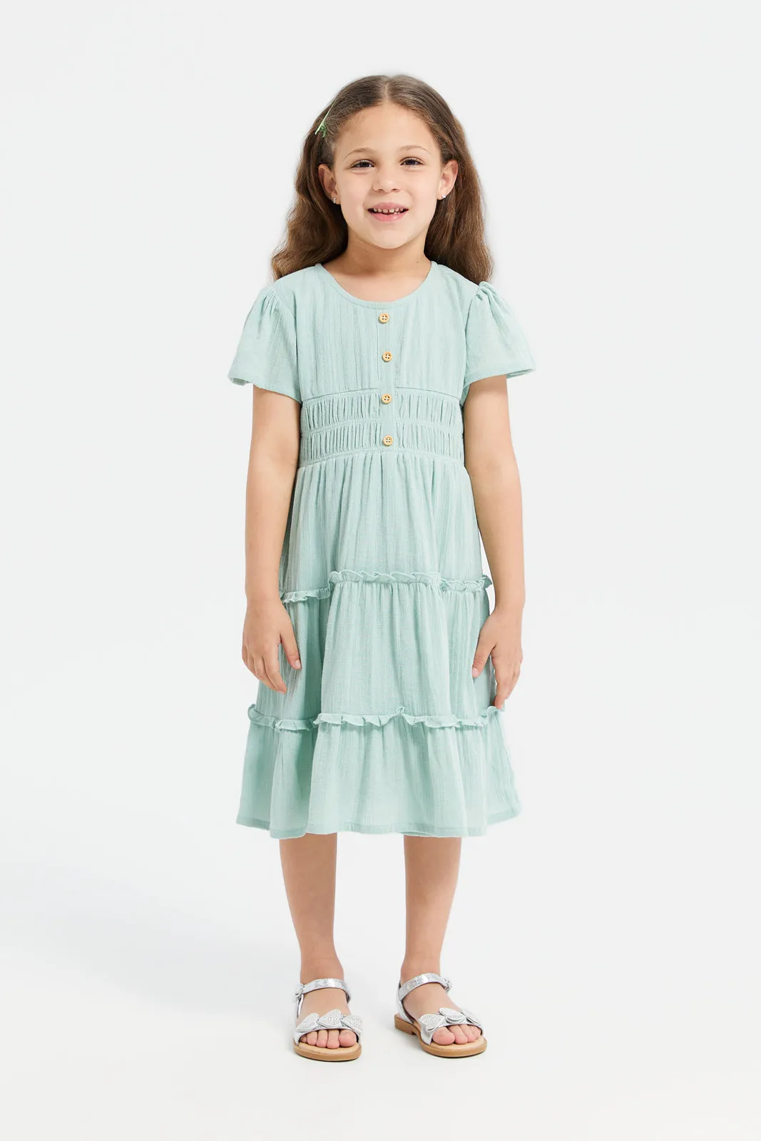 Girls Mint Tiered Dress