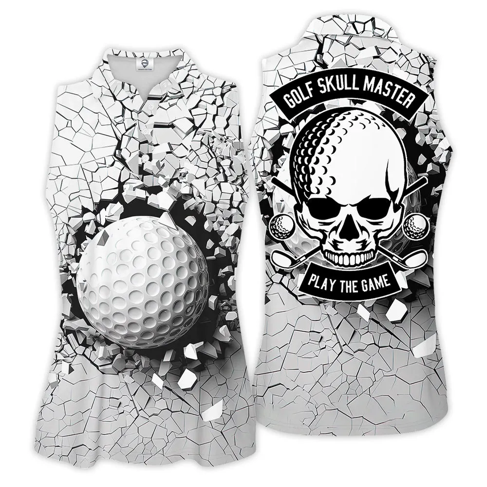 Golf Skull Master Play The Game Sleeveless & Zipper Polo Shirt For Woman