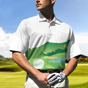 Green Golf Course Short Sleeve All Over Print Polo Shirt, Unique Golf Shirt For Men, Cool Gift For Golfers Coolspod