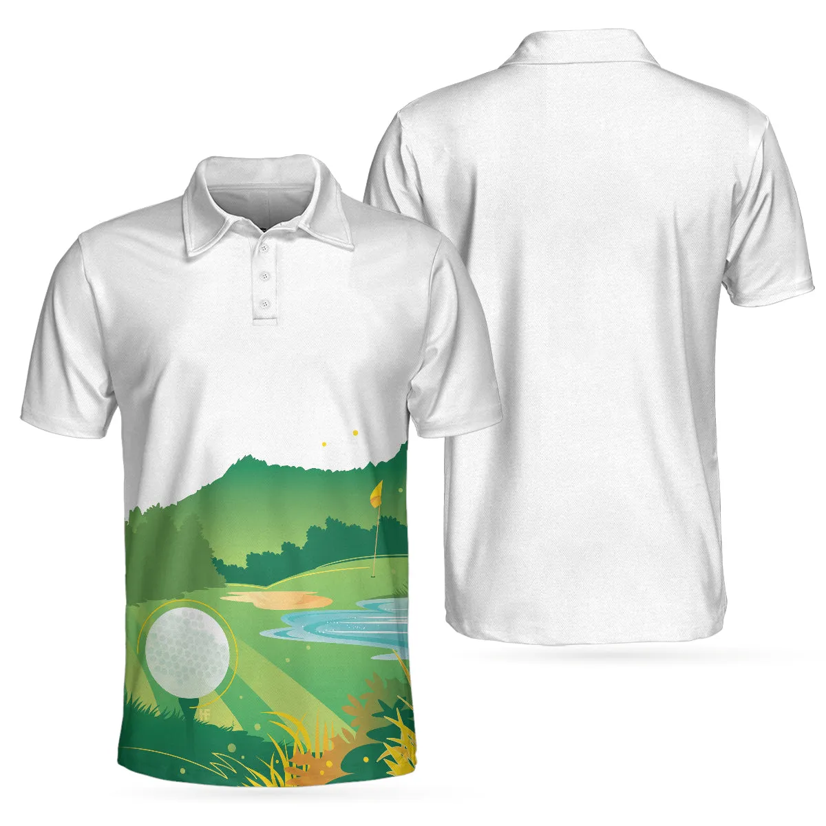 Green Golf Course Short Sleeve All Over Print Polo Shirt, Unique Golf Shirt For Men, Cool Gift For Golfers Coolspod