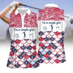 I'm A Simple Girl Wine Women Golf Apparel, Women Short Sleeve Polo Shirt, Sleeveless Polo Shirt