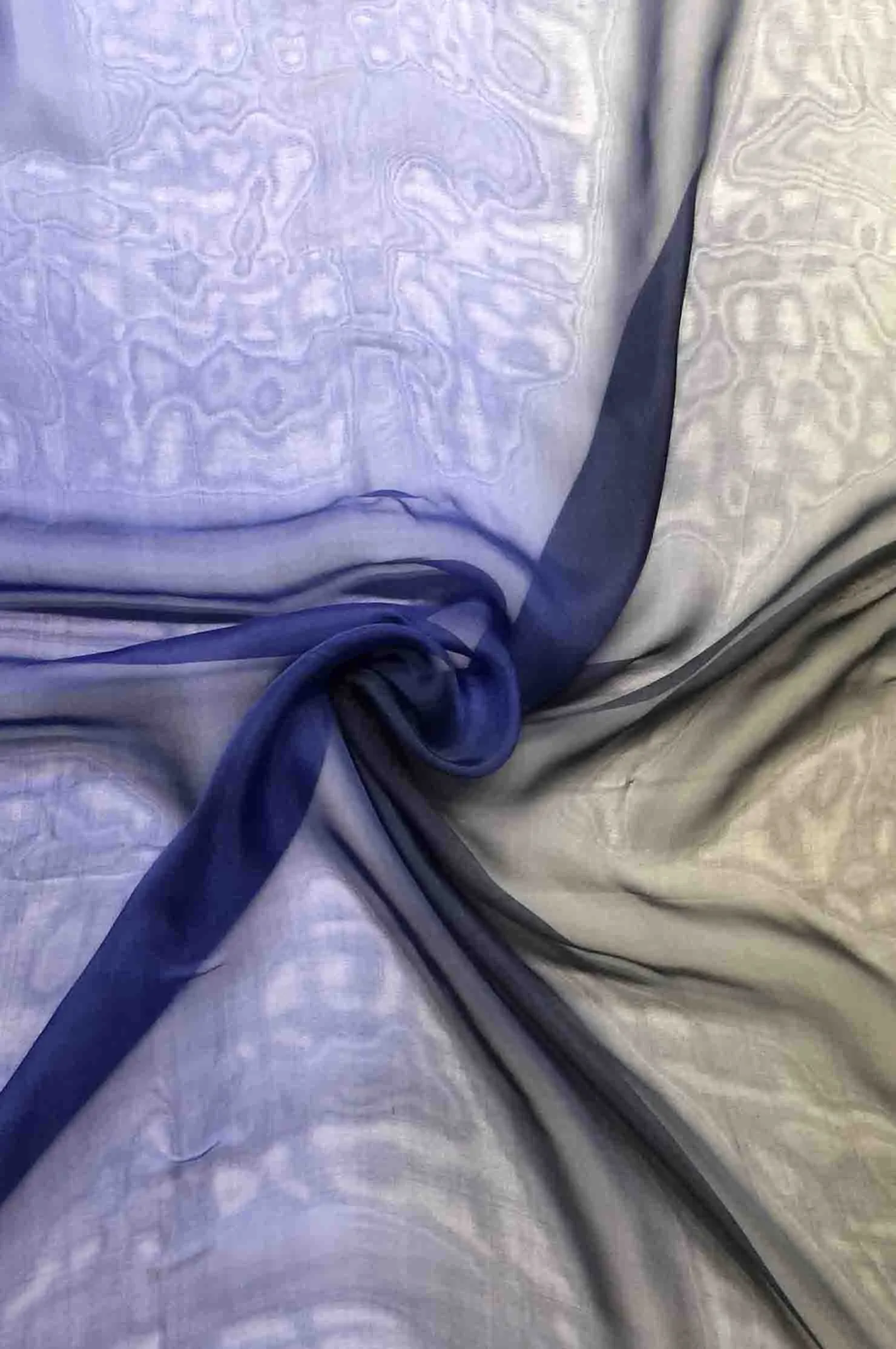 Ink Blue/Black Ombre Silk Chiffon 2D-1018/1 Fabric