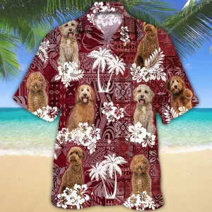 Labradoodle Hawaiian Shirt, Dog In Hawaii Shirt Red Tribal Pattern