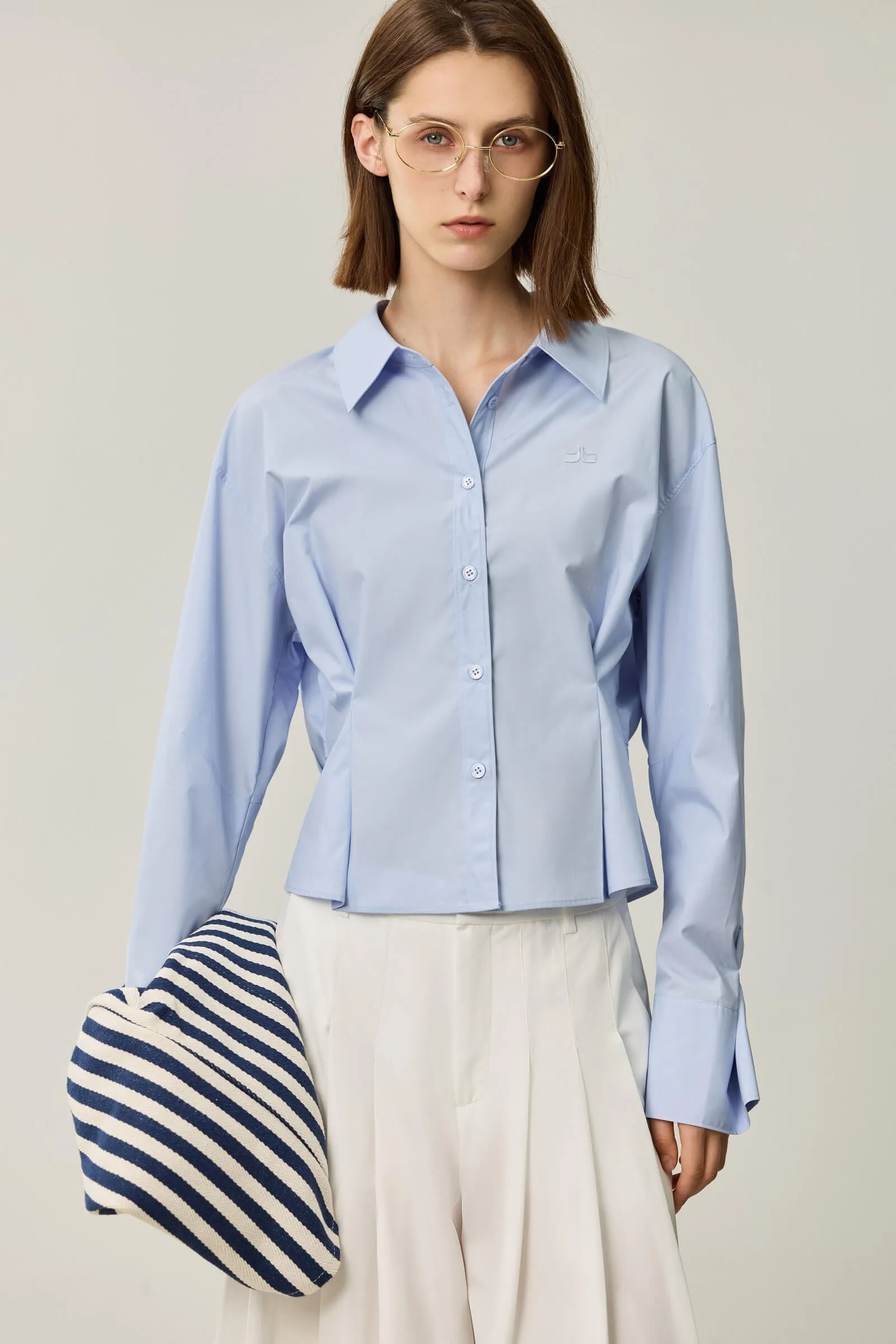 LILY Pleated Waist Slimming Office Shirt