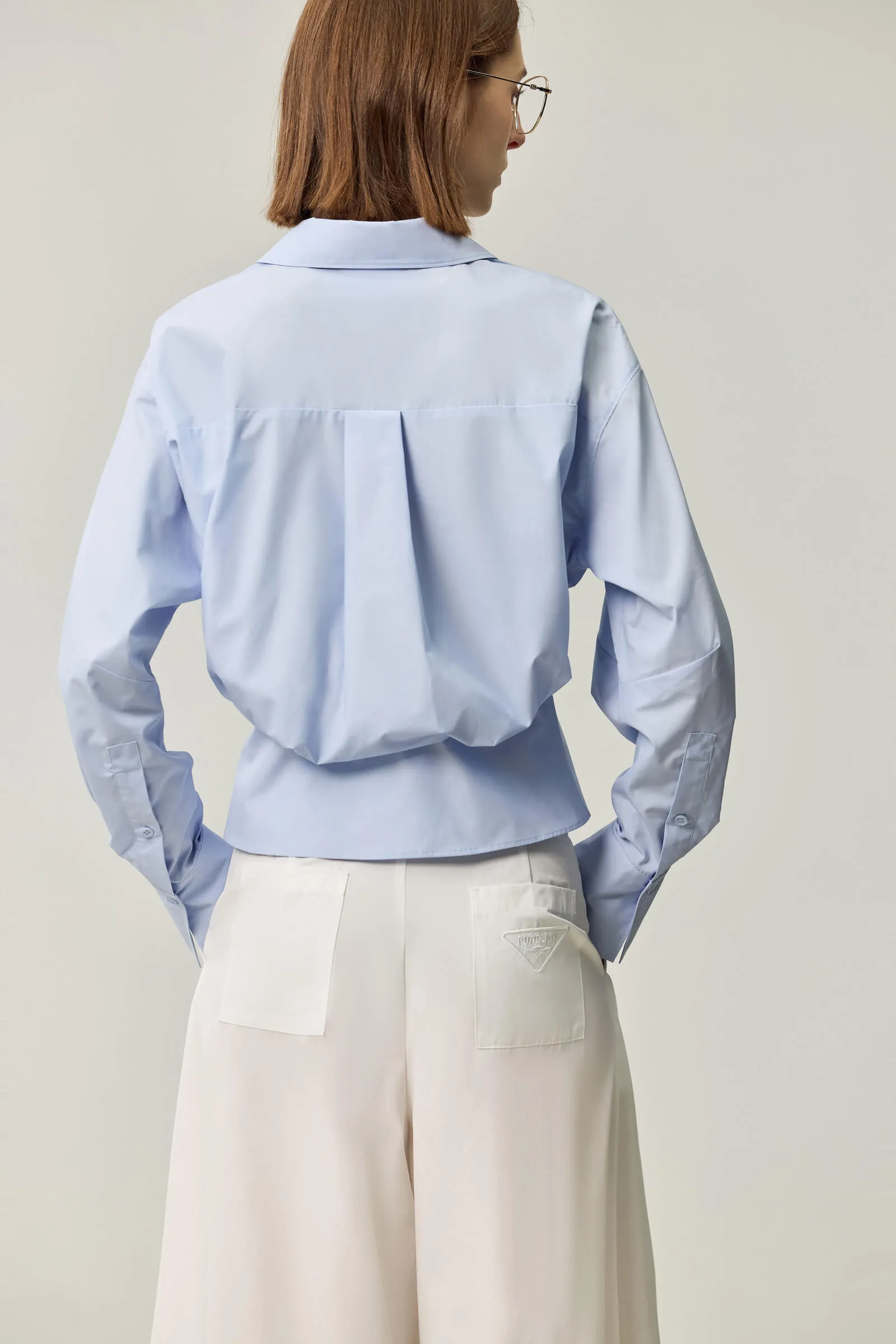 LILY Pleated Waist Slimming Office Shirt