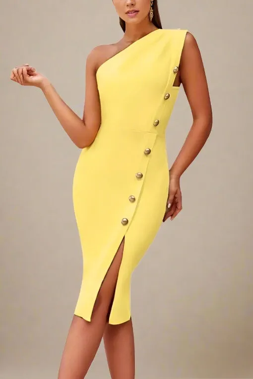 Mel Bodycon Midi Dress - Sun Yellow