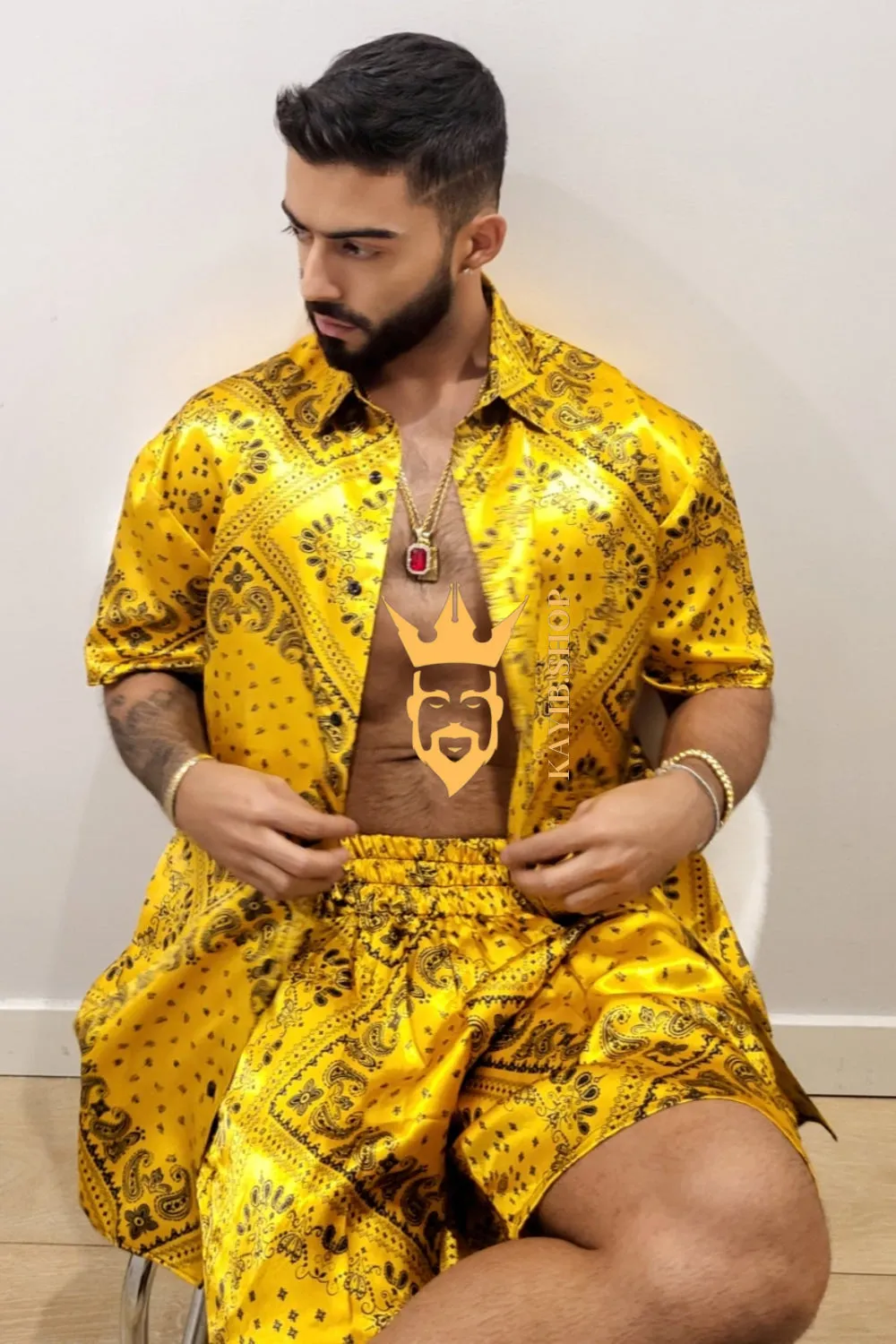 Men's Gold Silk Set - Elevate Your Wardrobe with Luxury Mulberry Silk - Free Shipping and Perfect Fit