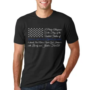 Men's T-Shirt - Thin Blue Line Pledge of Allegiance Flag