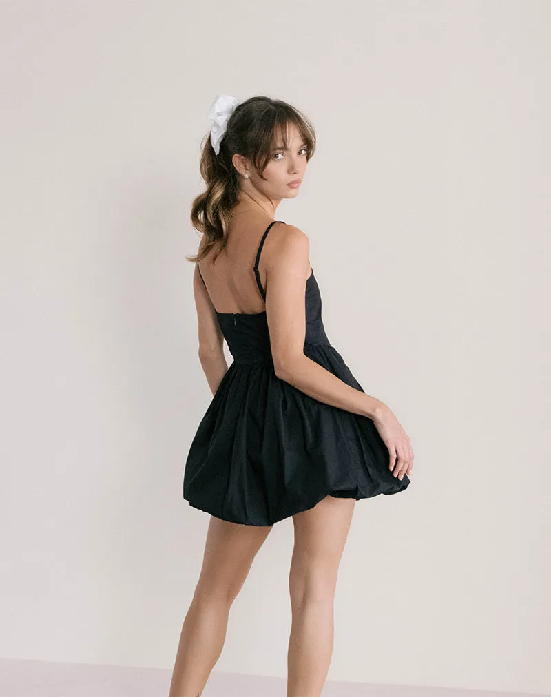 Micala Puffball Mini Dress in Black