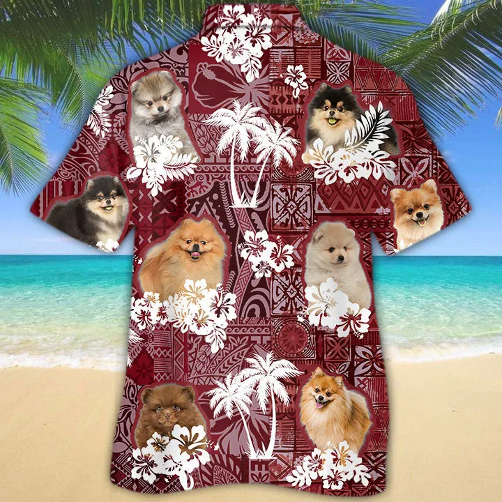 Pomeranian Hawaiian Shirt, Dog Hawaii Aloha Beach Shirt Short Sleeve