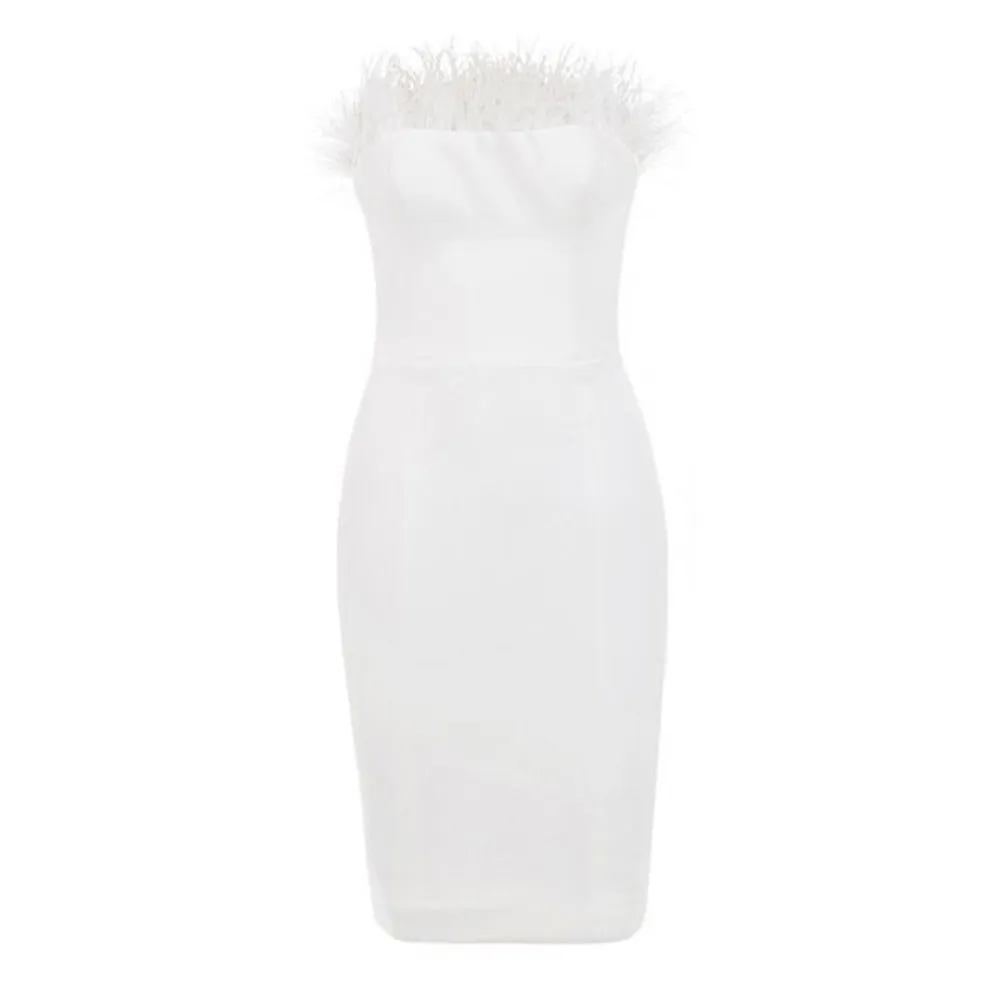 Pre Order:  Tube Top Feather Bandage Banquet Dress