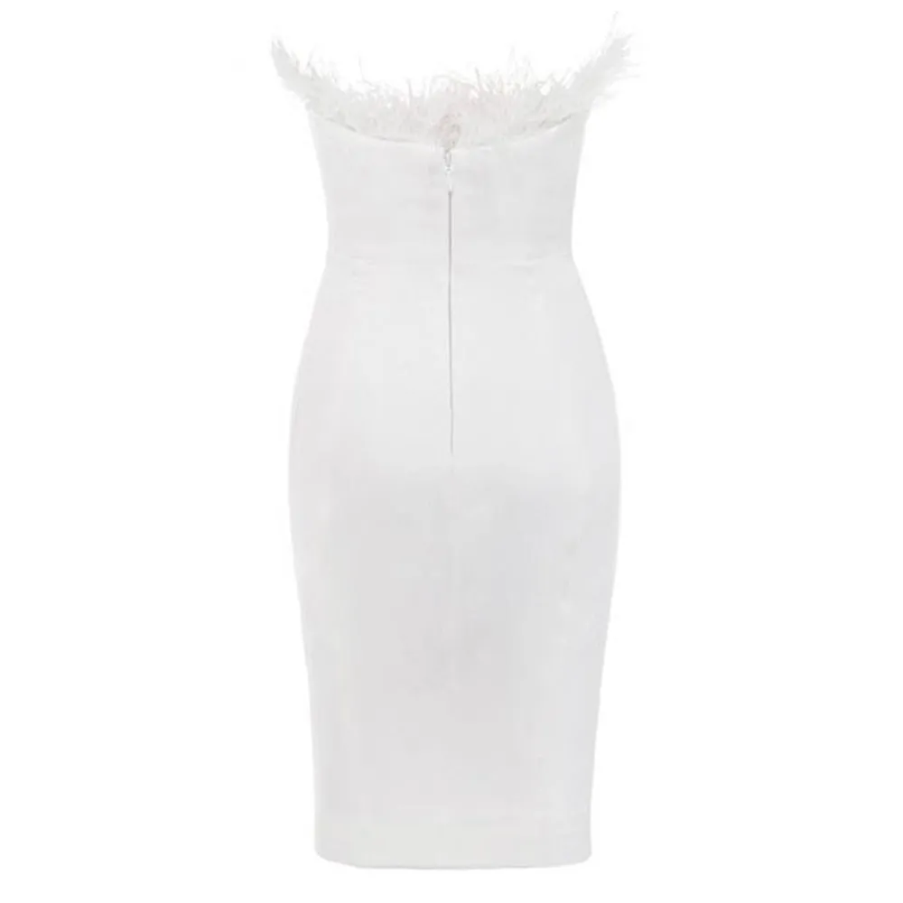 Pre Order:  Tube Top Feather Bandage Banquet Dress