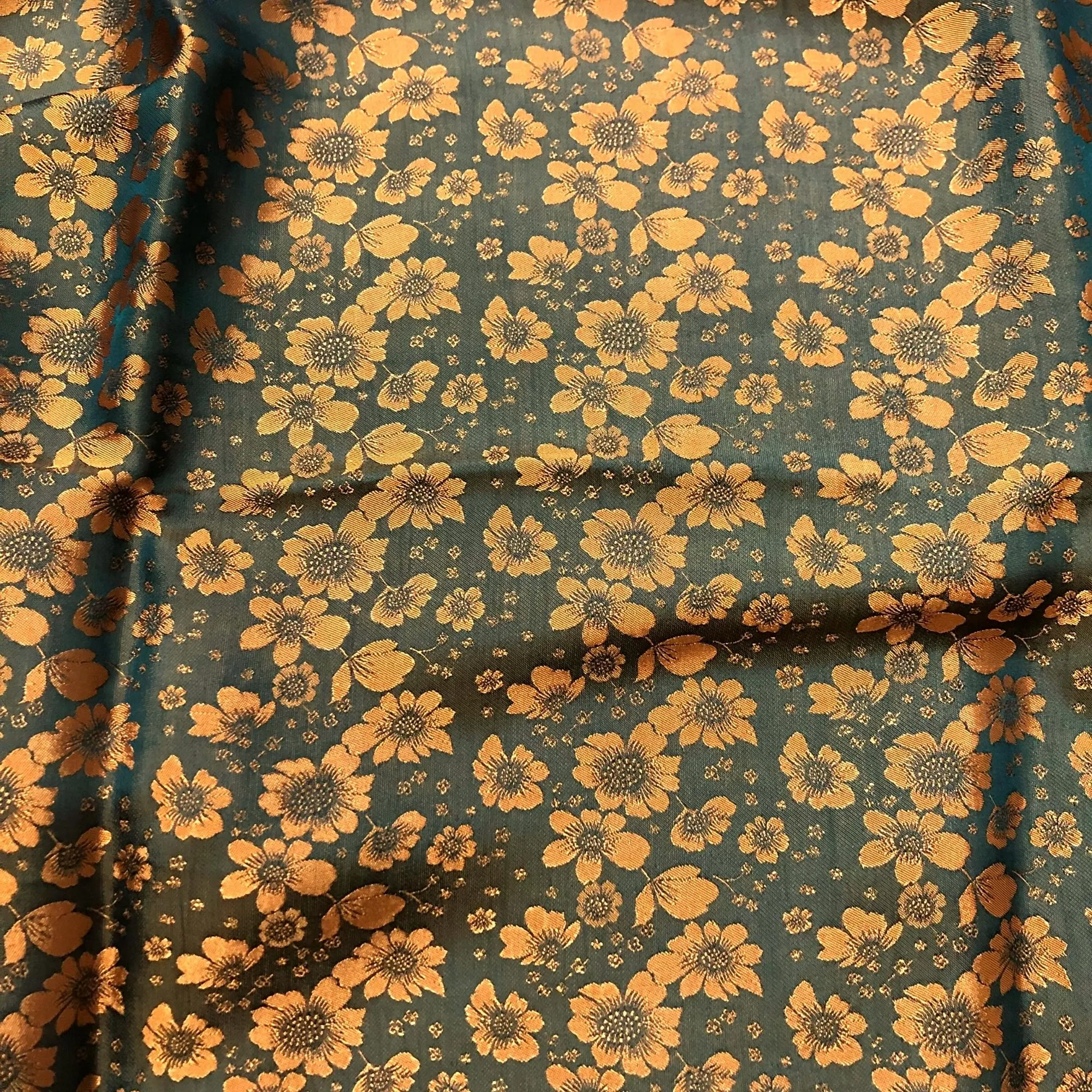 PURE MULBERRY SILK fabric by the yard - Yellow floral silk fabric - Handmade silk – Dress making – Silk apparel fabric - Gift for women