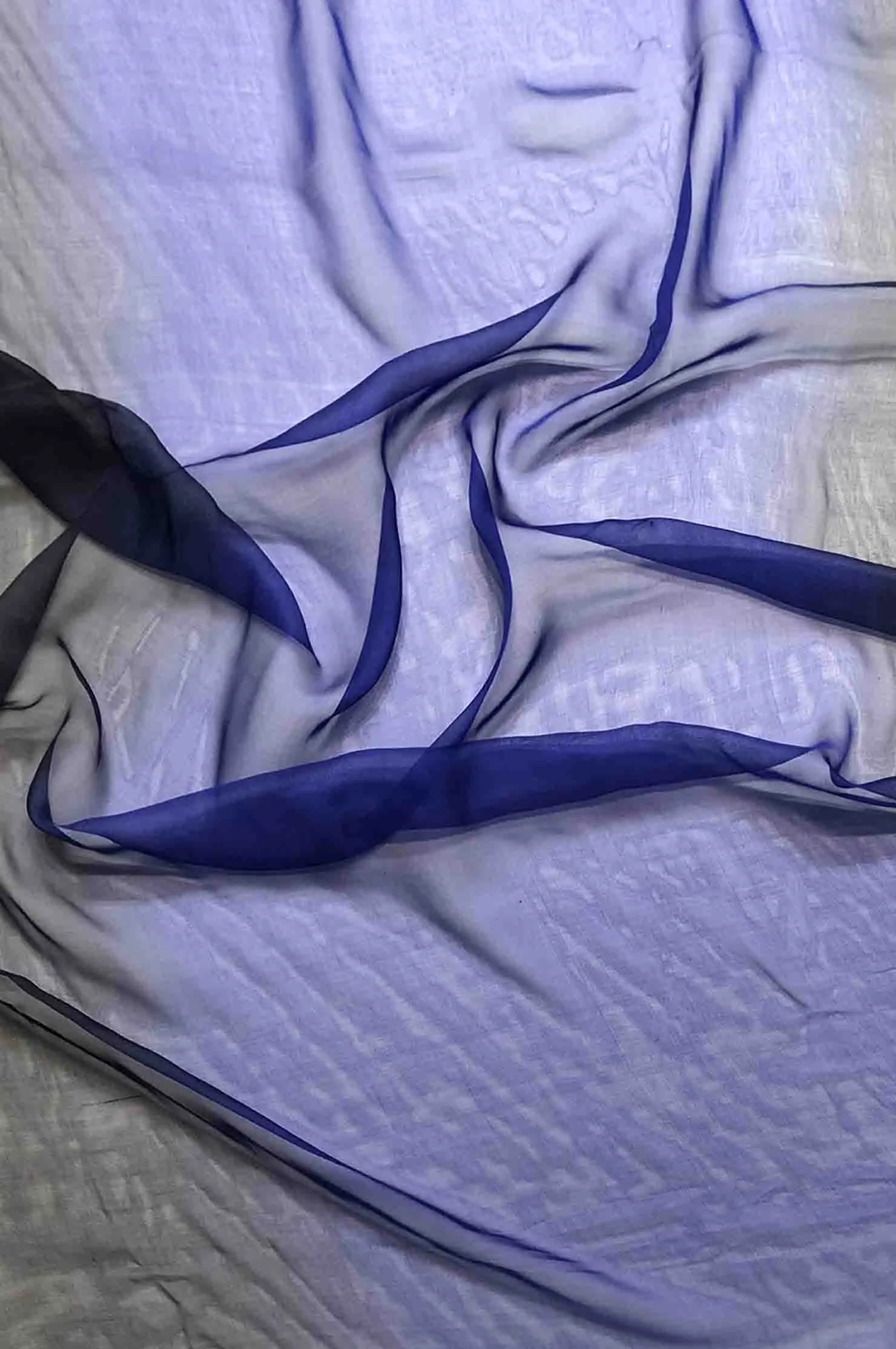 Royal Blue/Black/Charcoal Ombre Silk Chiffon 3D-1024 Fabric