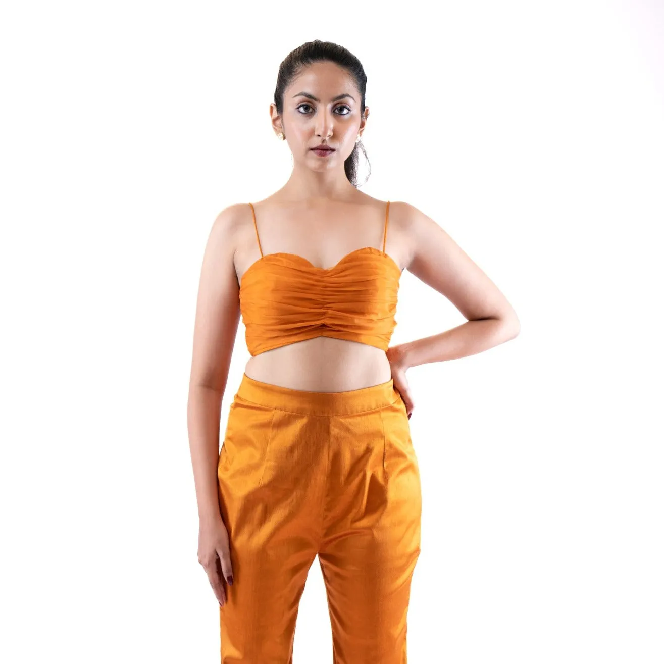 Rust Orange Pleated Bustier