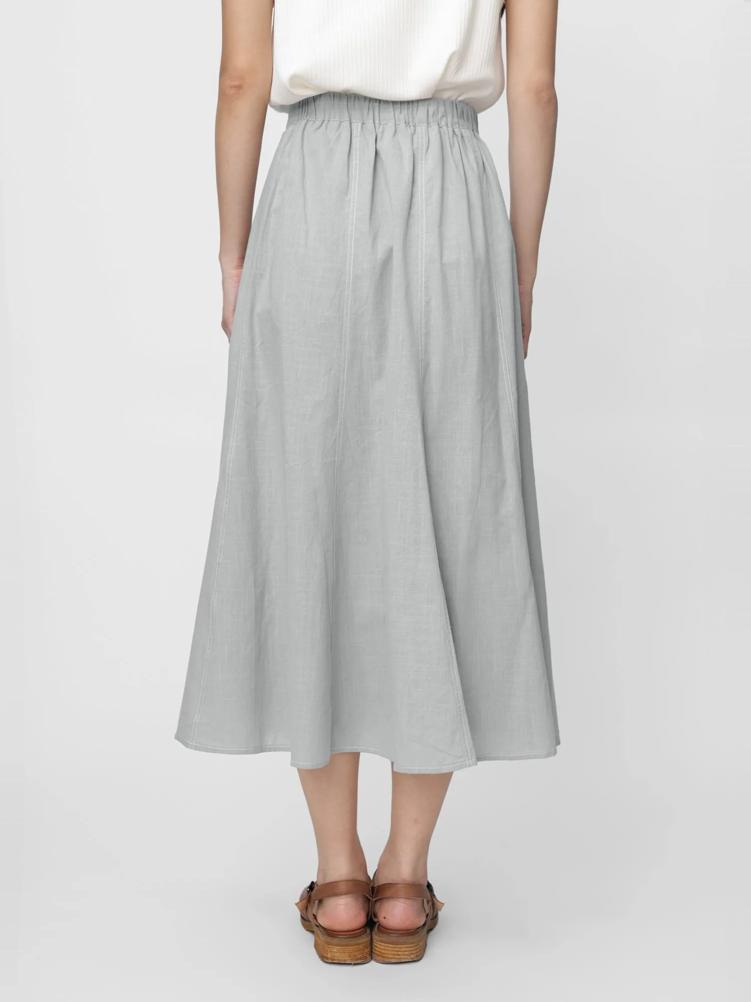 Ruth Contrast Stitching Midi Skirt