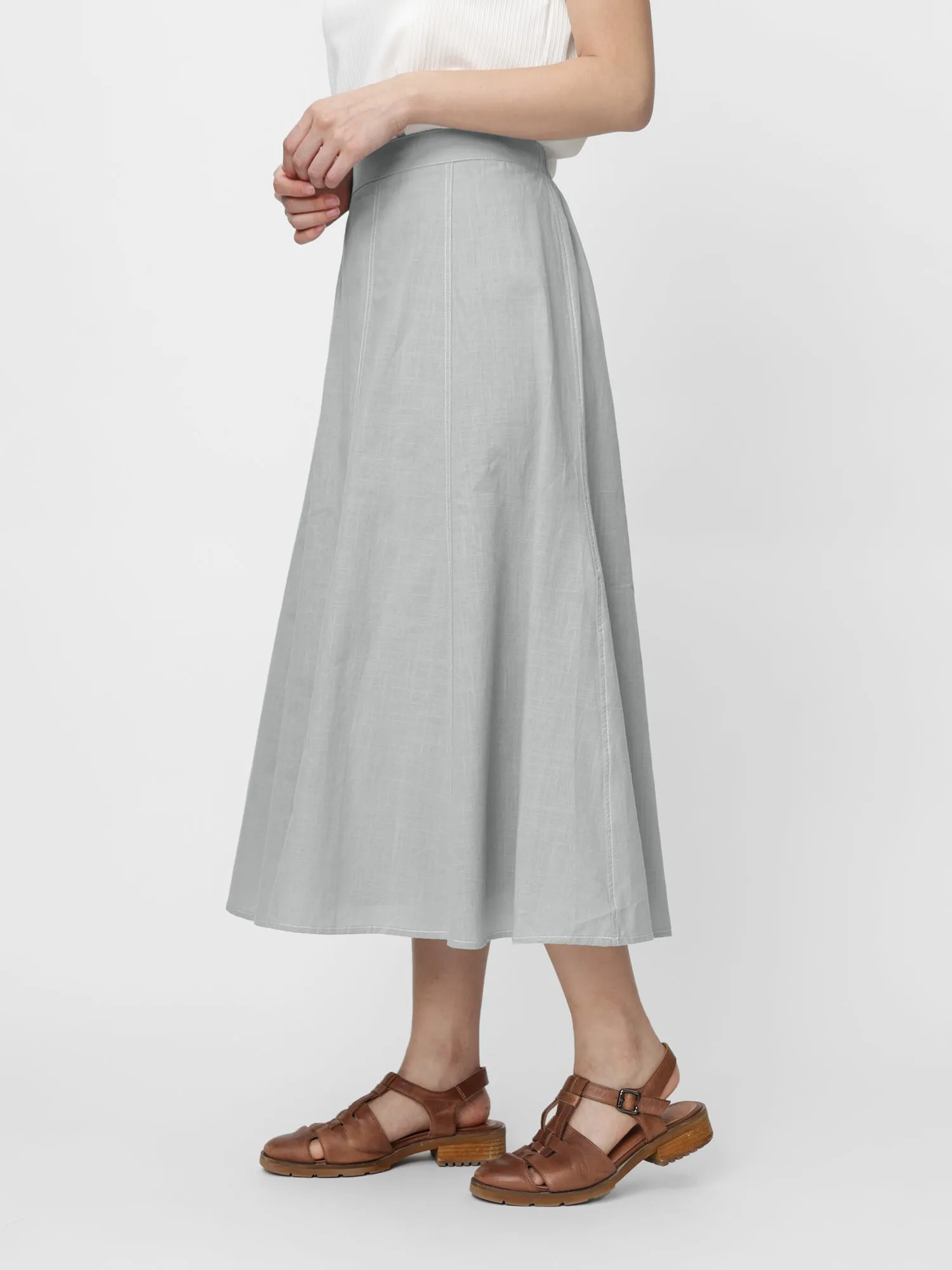 Ruth Contrast Stitching Midi Skirt