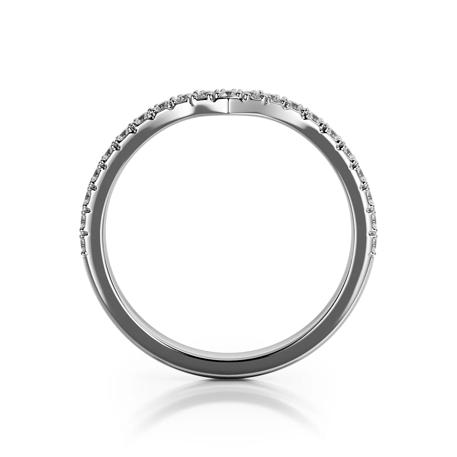 Soft Light V-Band Natural Round cut Diamond Wedding Band