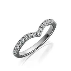 Soft Light V-Band Natural Round cut Diamond Wedding Band