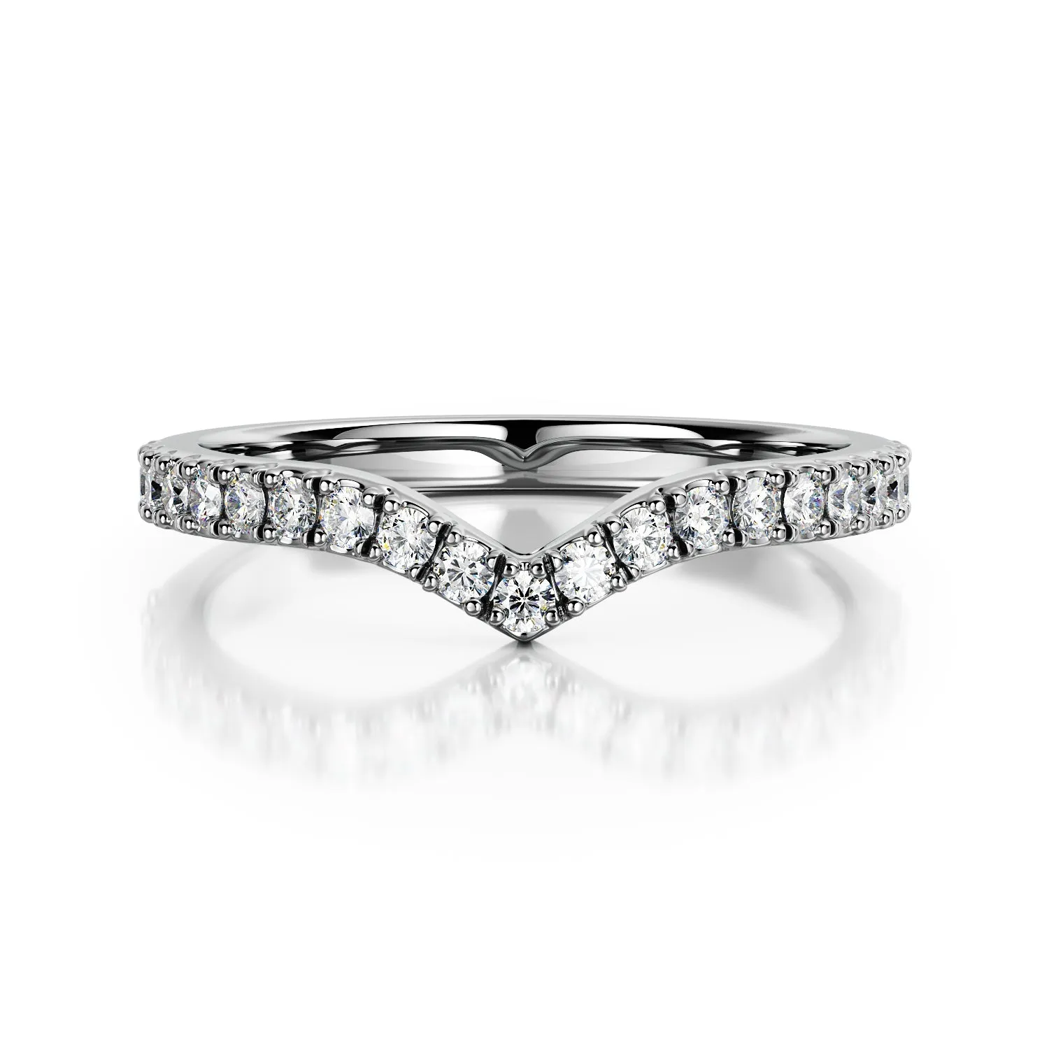 Soft Light V-Band Natural Round cut Diamond Wedding Band