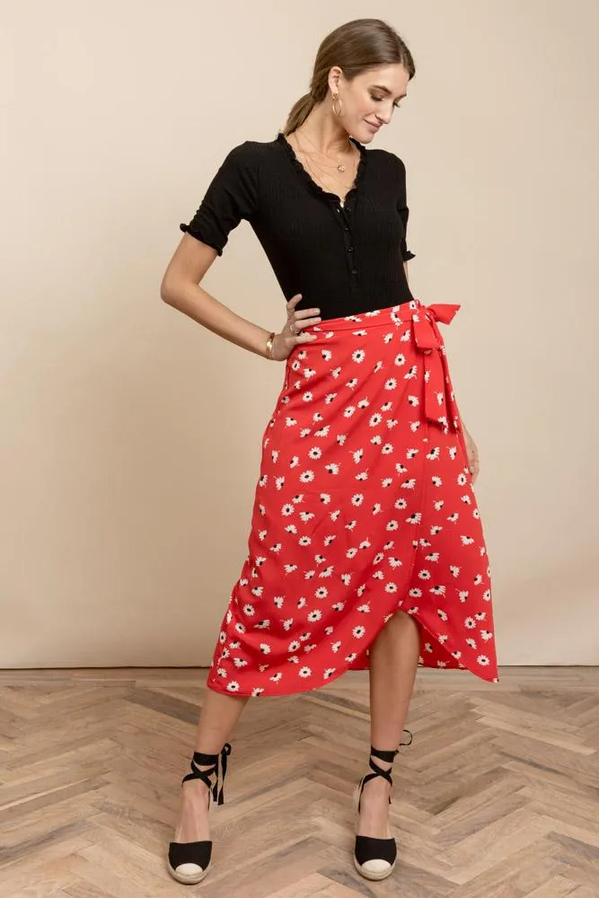 Sweet Daisies Faux Wrap Skirt